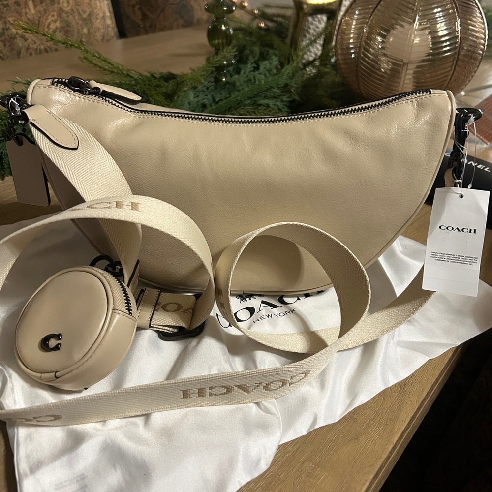 Coach Tan Crossbody Bag with Coin Pouch
